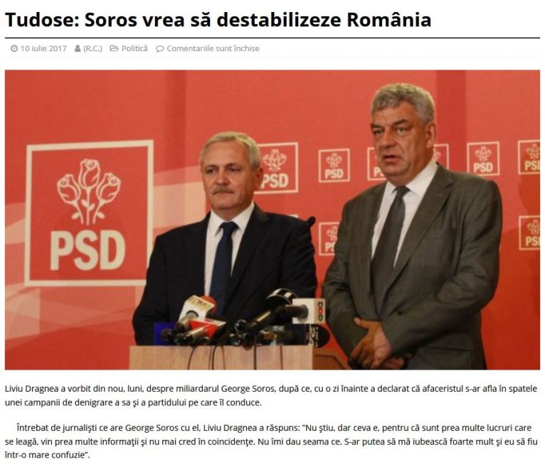 Dragnea Tudose Soros